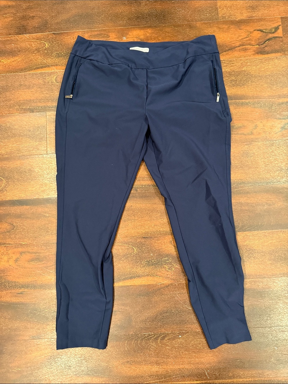 Pebble Beach Deep Navy Cropped Ankle Pants with Zip Pockets